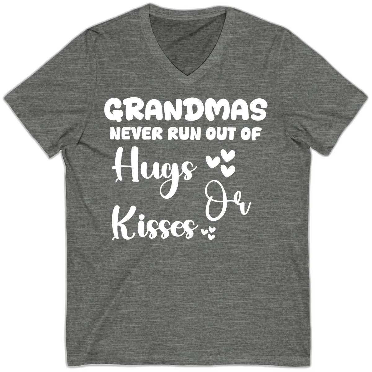 Grandmas Never Run Out Of Hugs V-Neck in Deep Heather