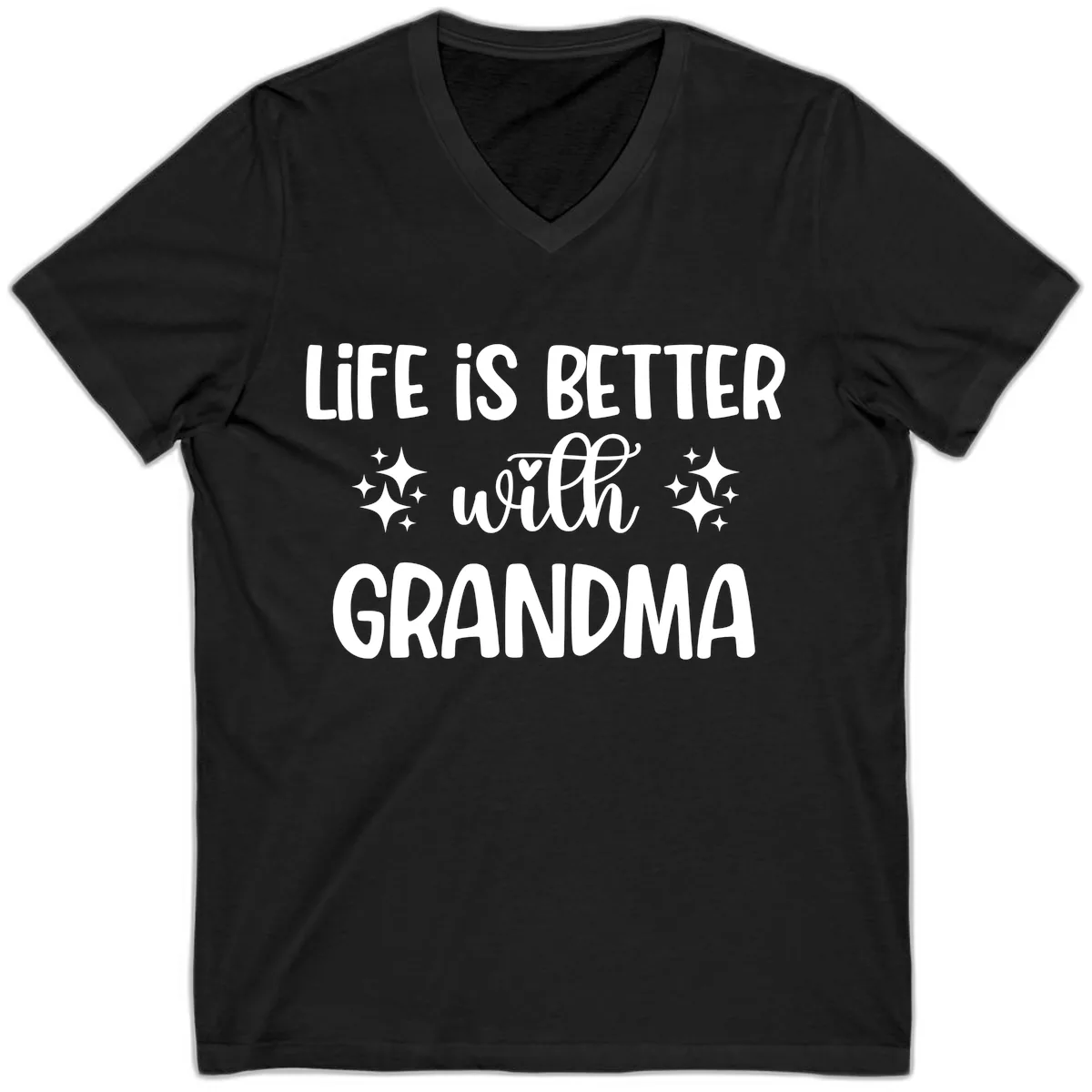 Life Is Better With Grandma V-Neck in Black