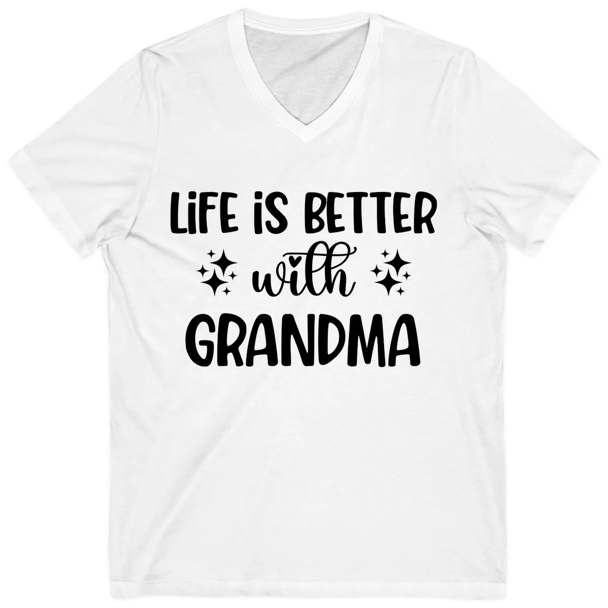 Life Is Better With Grandma V-Neck in White