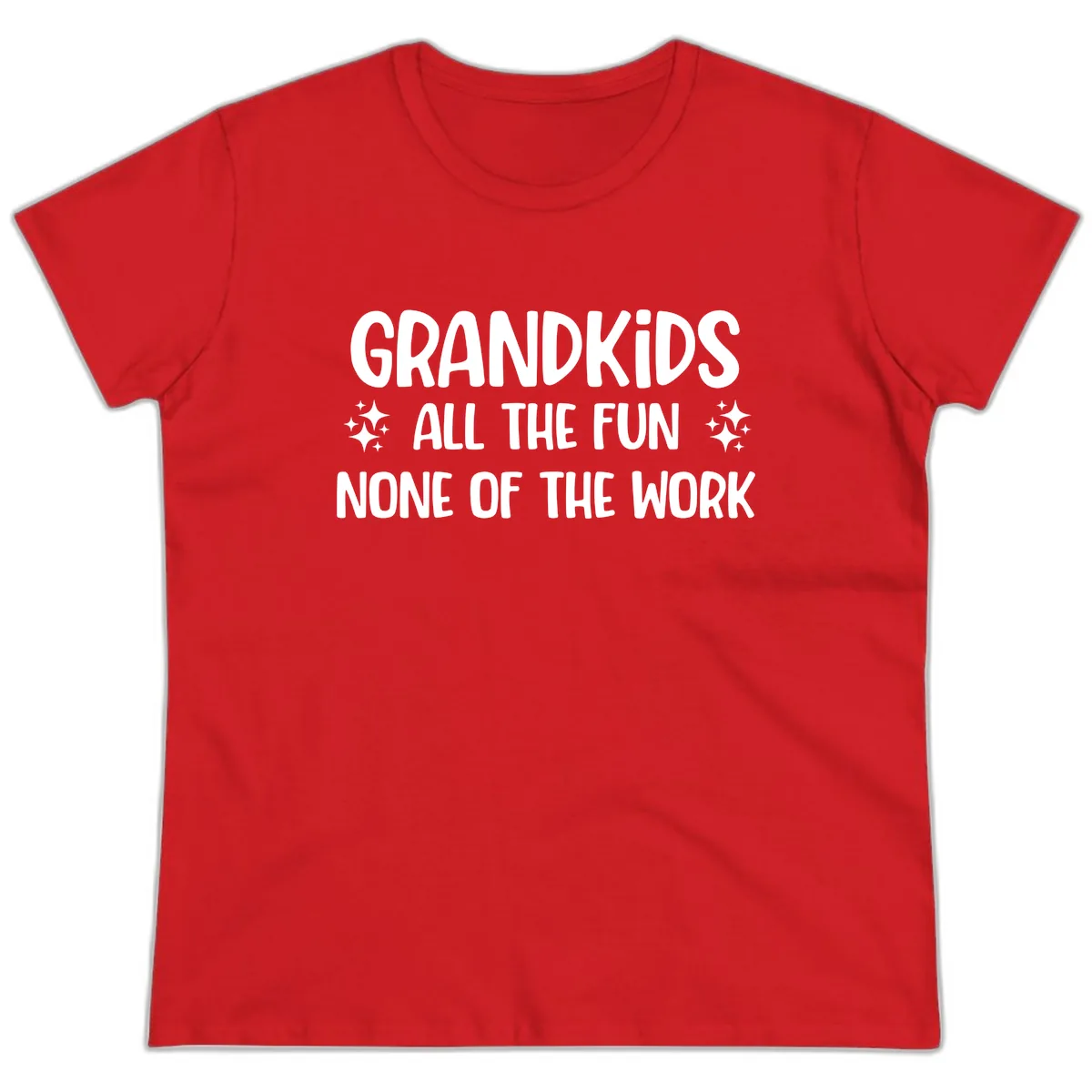 Grandkids All The Fun None Of The Work Ladies Tee in Red