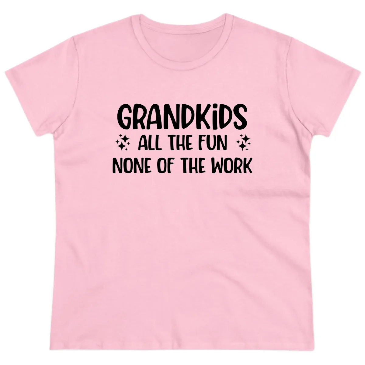 Grandkids All The Fun None Of The Work Ladies Tee in Light Pink