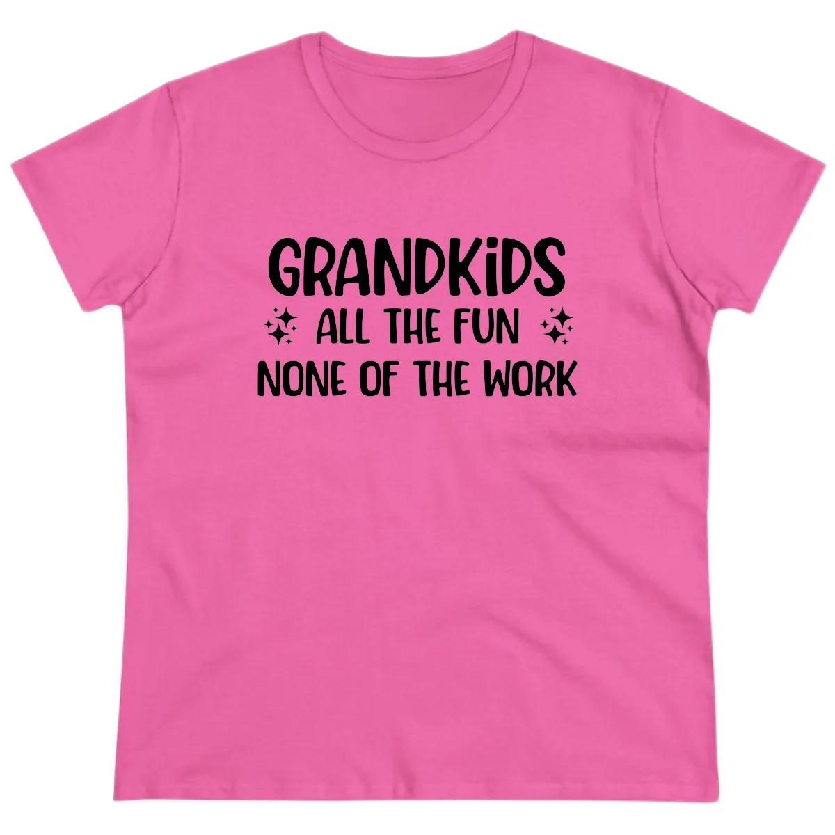 Grandkids All The Fun None Of The Work Ladies Tee in Azalea