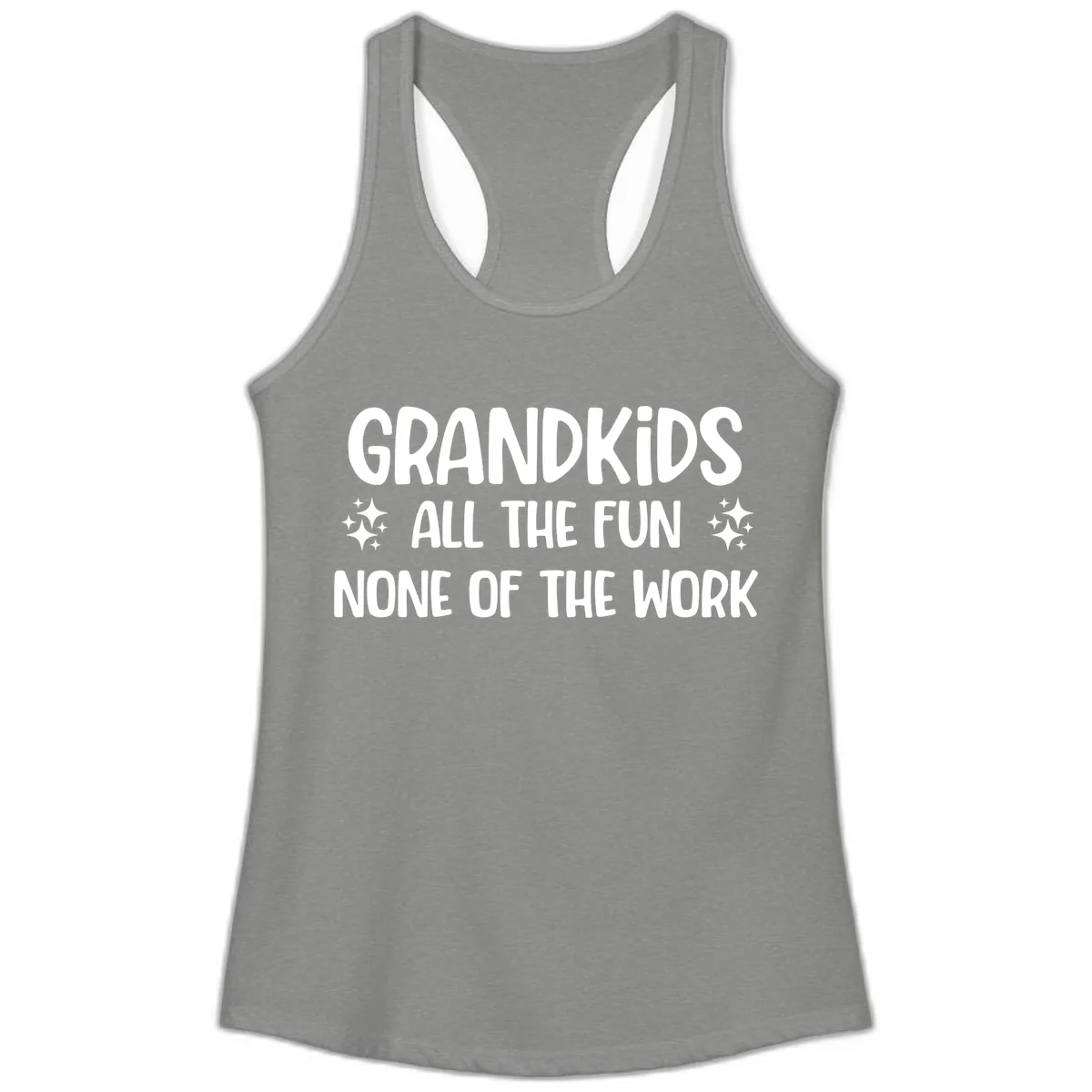 Grandkids All The Fun None Of The Work Ladies Tank in Heather Grey