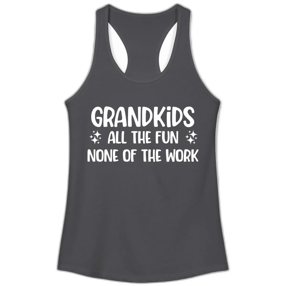 Grandkids All The Fun None Of The Work Ladies Tank in Solid Dark Gray