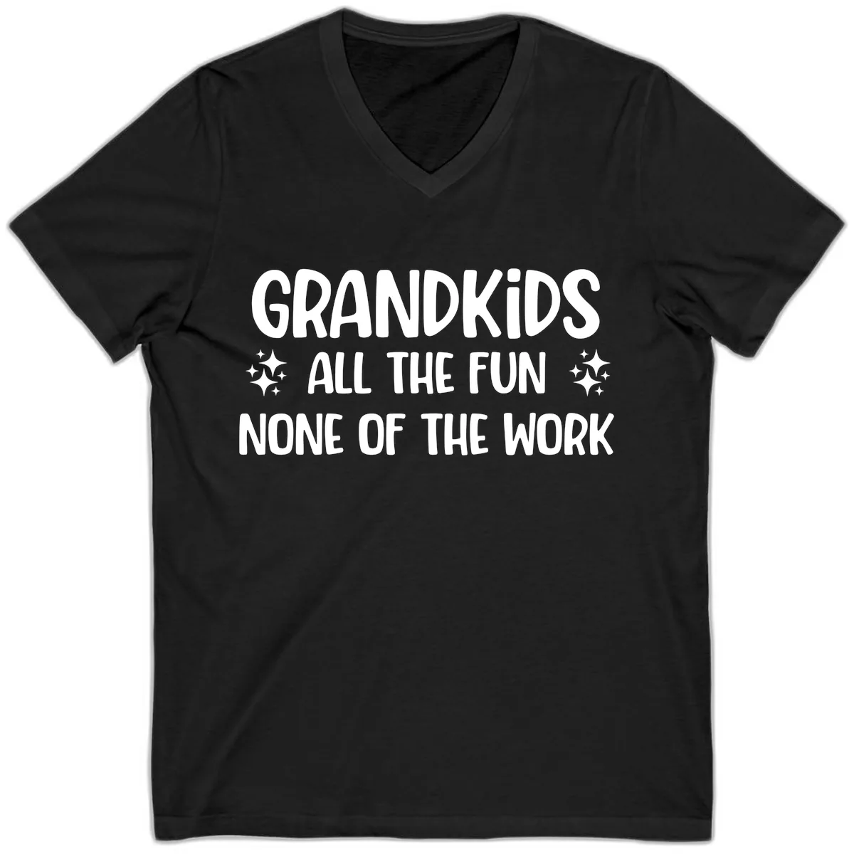 Grandkids All The Fun None Of The Work V-Neck in Black