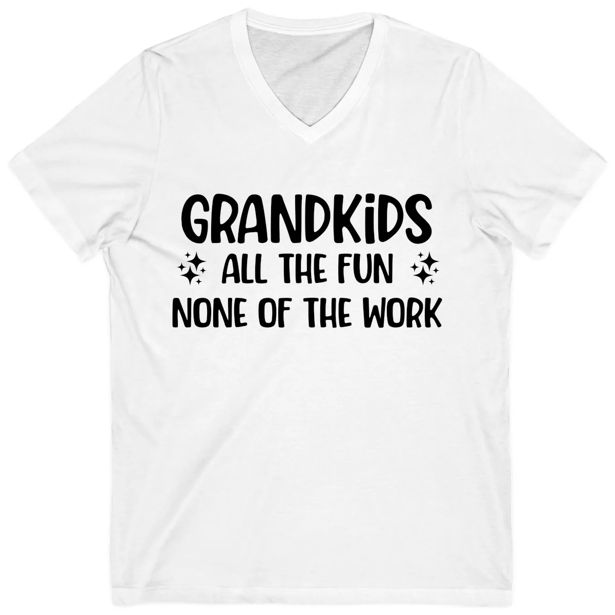 Grandkids All The Fun None Of The Work V-Neck in White