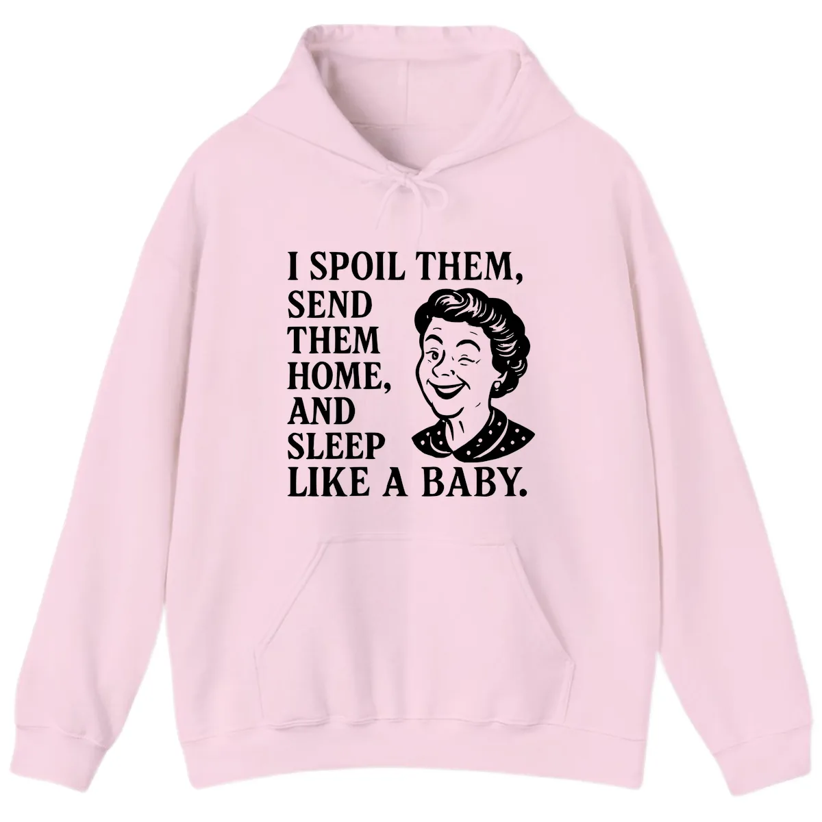 Spoil Them Sleep Like A Baby Grandma Hoodie in Light Pink