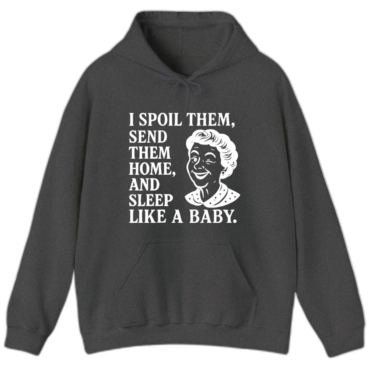 Spoil Them Sleep Like A Baby Grandma Hoodie in Dark Heather