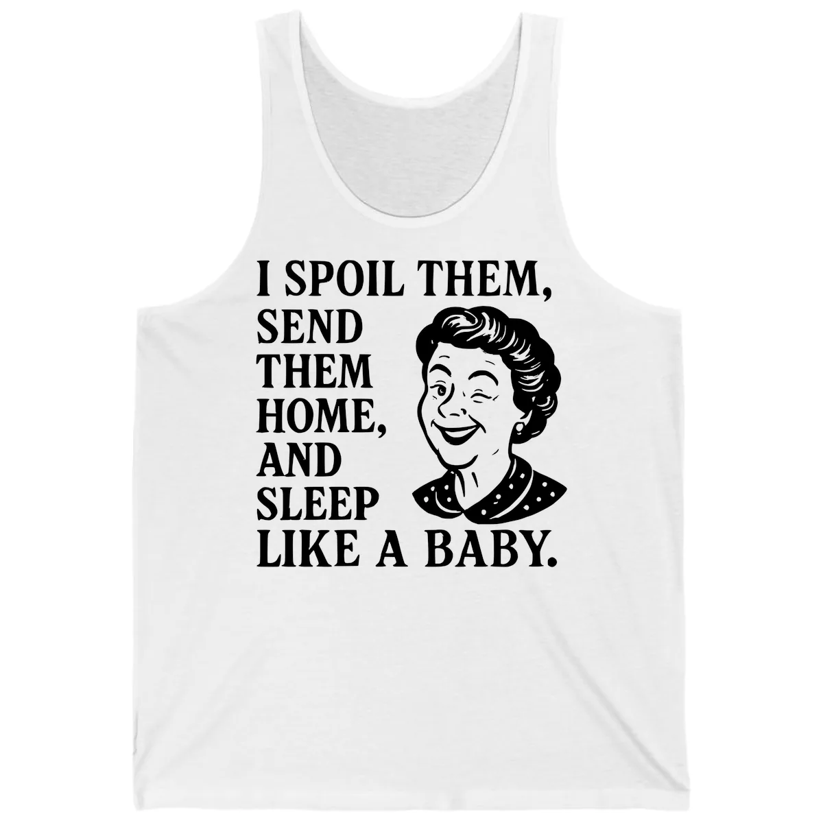 Spoil Them Sleep Like A Baby Grandma Tank in White