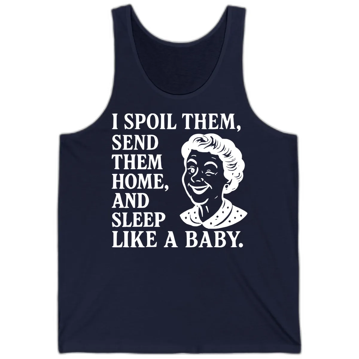 Spoil Them Sleep Like A Baby Grandma Tank in Navy