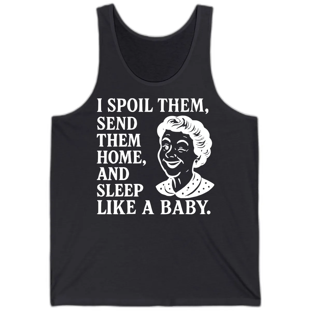 Spoil Them Sleep Like A Baby Grandma Tank in Dark Grey