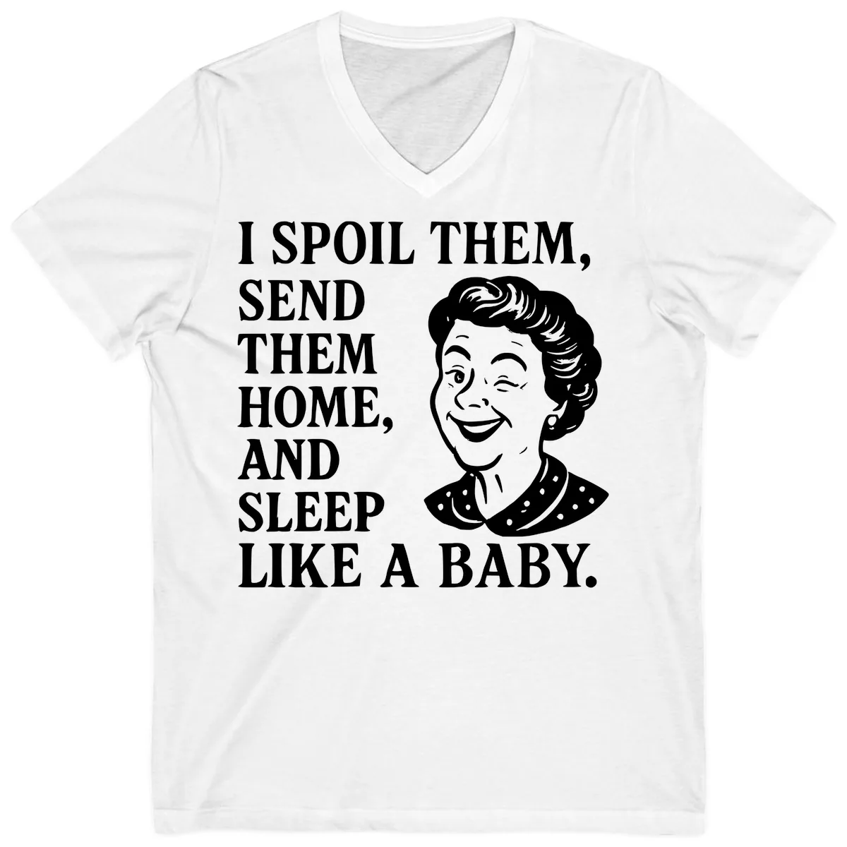 Spoil Them Sleep Like A Baby Grandma V-Neck in White