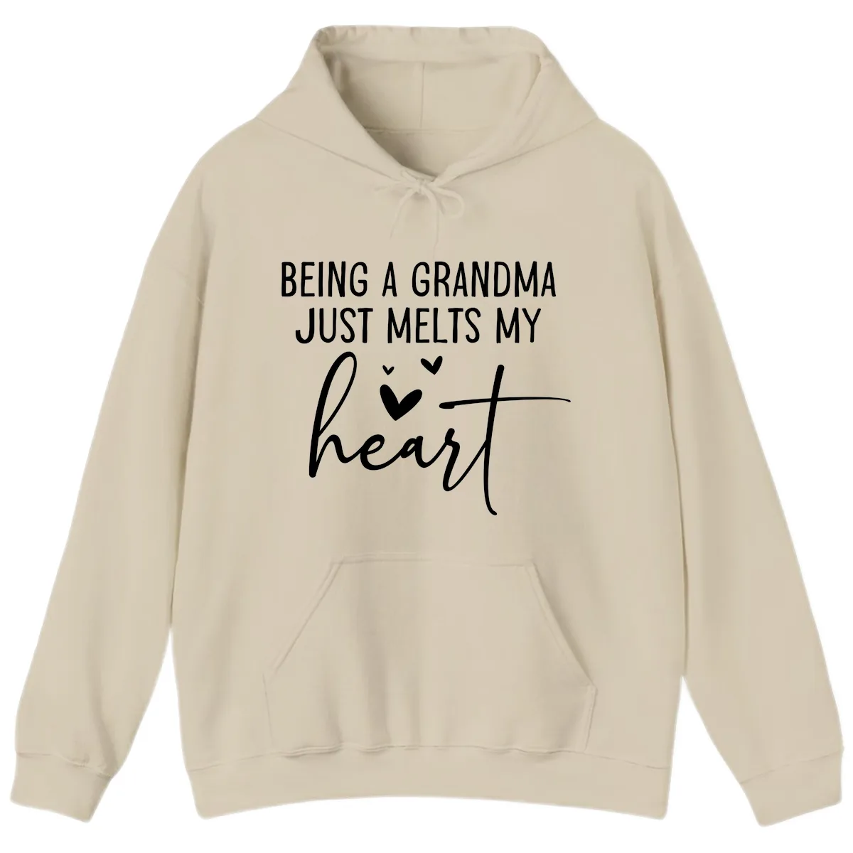 Being A Grandma Melts My Heart Hoodie in Sand