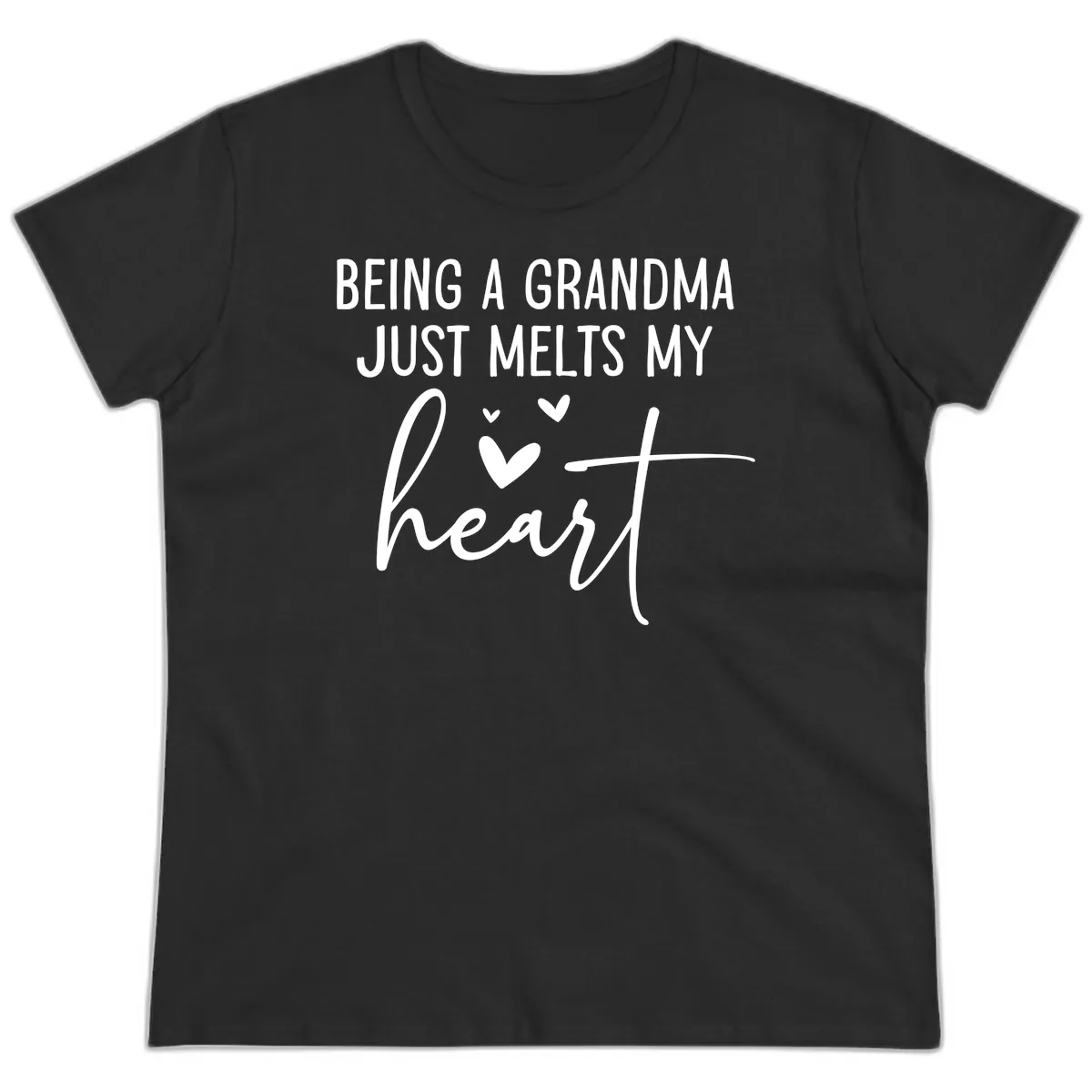 Being A Grandma Melts My Heart Ladies Tee in Black