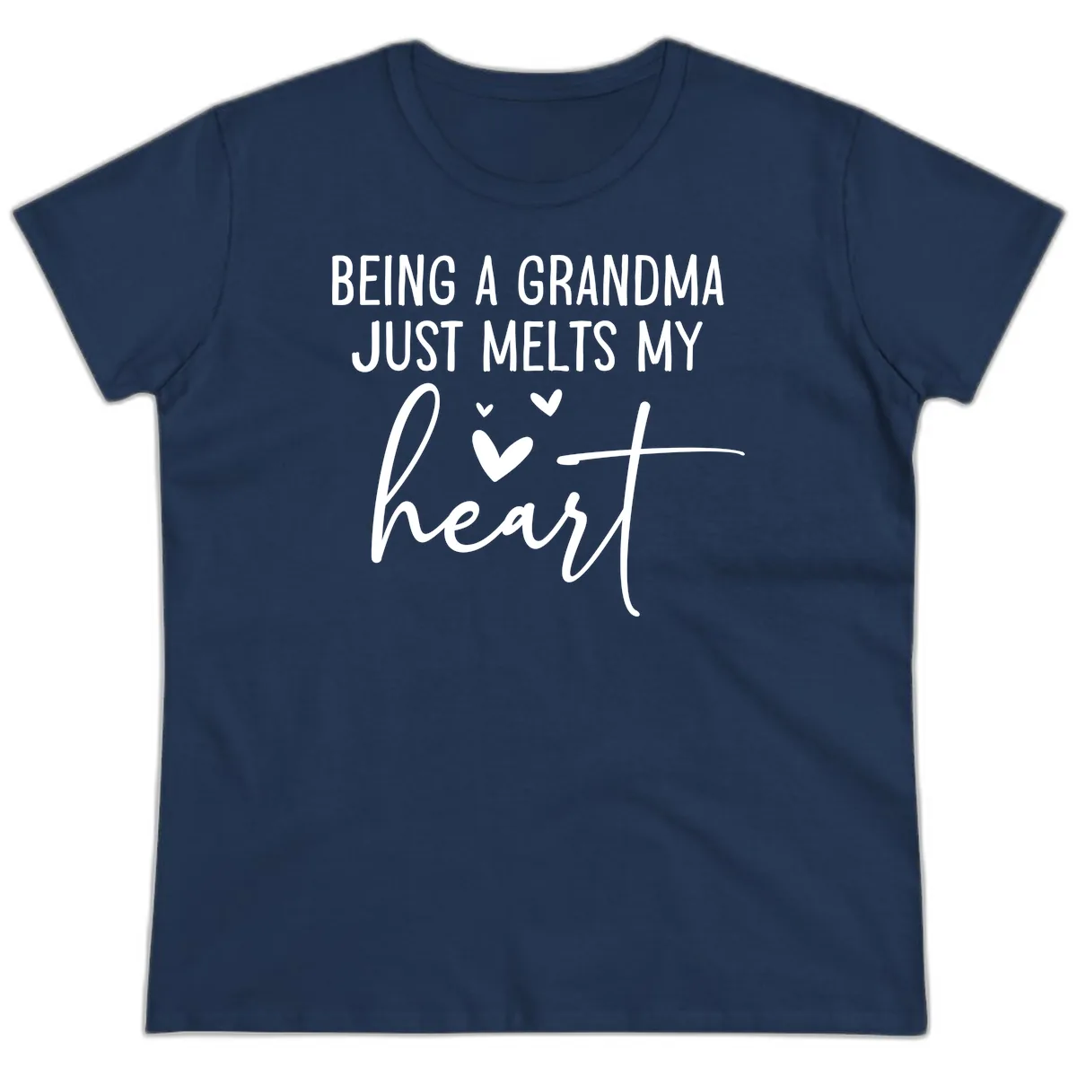 Being A Grandma Melts My Heart Ladies Tee in Navy