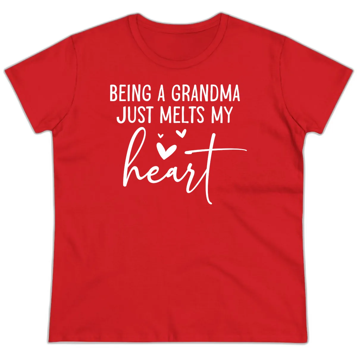 Being A Grandma Melts My Heart Ladies Tee in Red