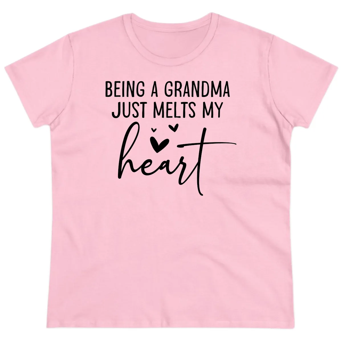 Being A Grandma Melts My Heart Ladies Tee in Light Pink