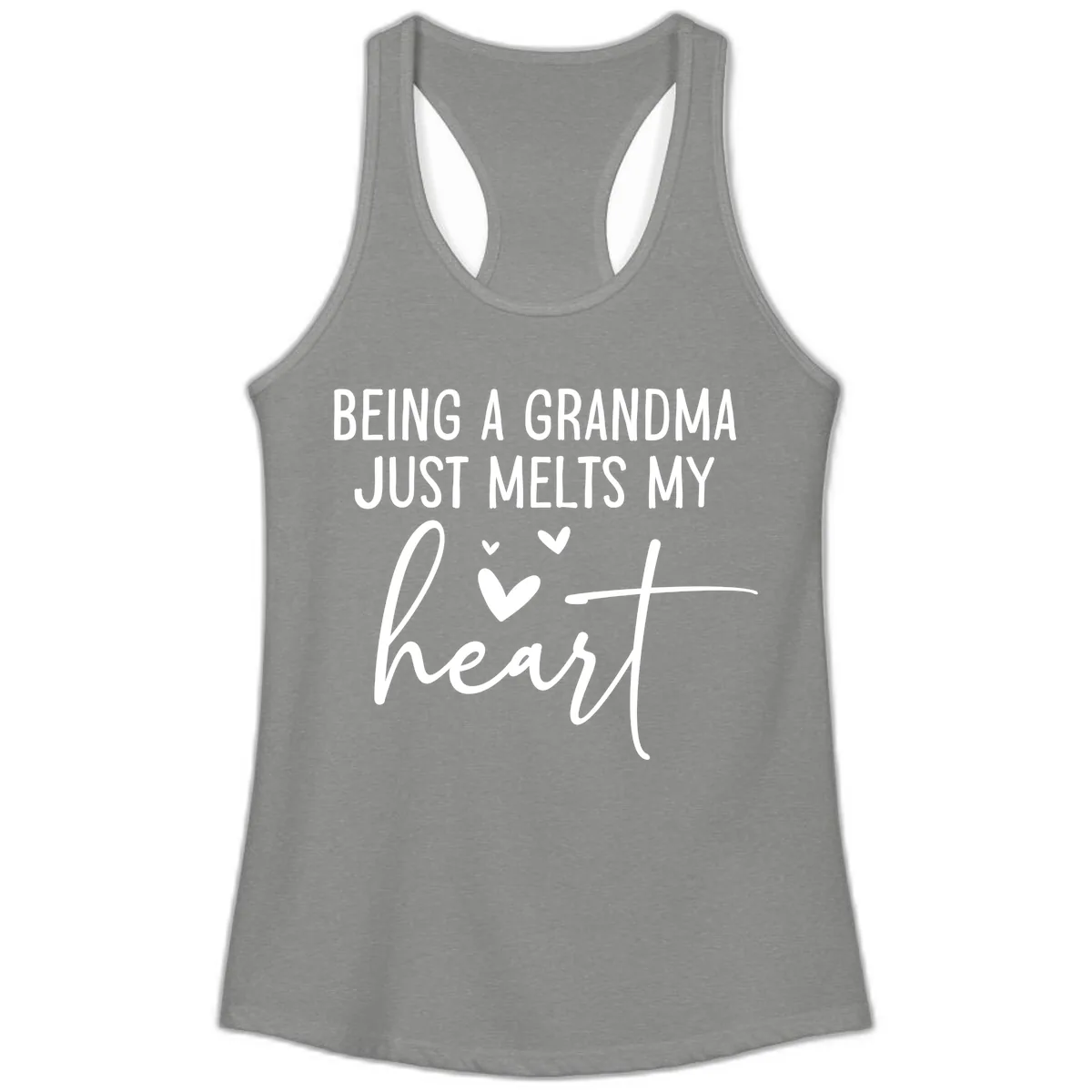 Being A Grandma Melts My Heart Ladies Tank in Heather Grey