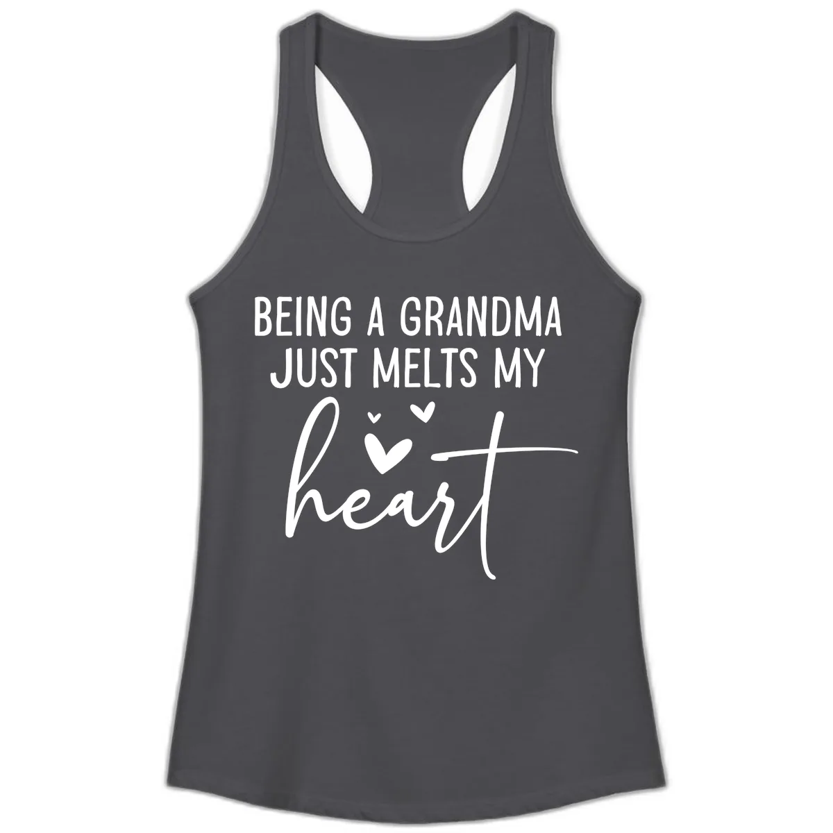 Being A Grandma Melts My Heart Ladies Tank in Solid Dark Gray