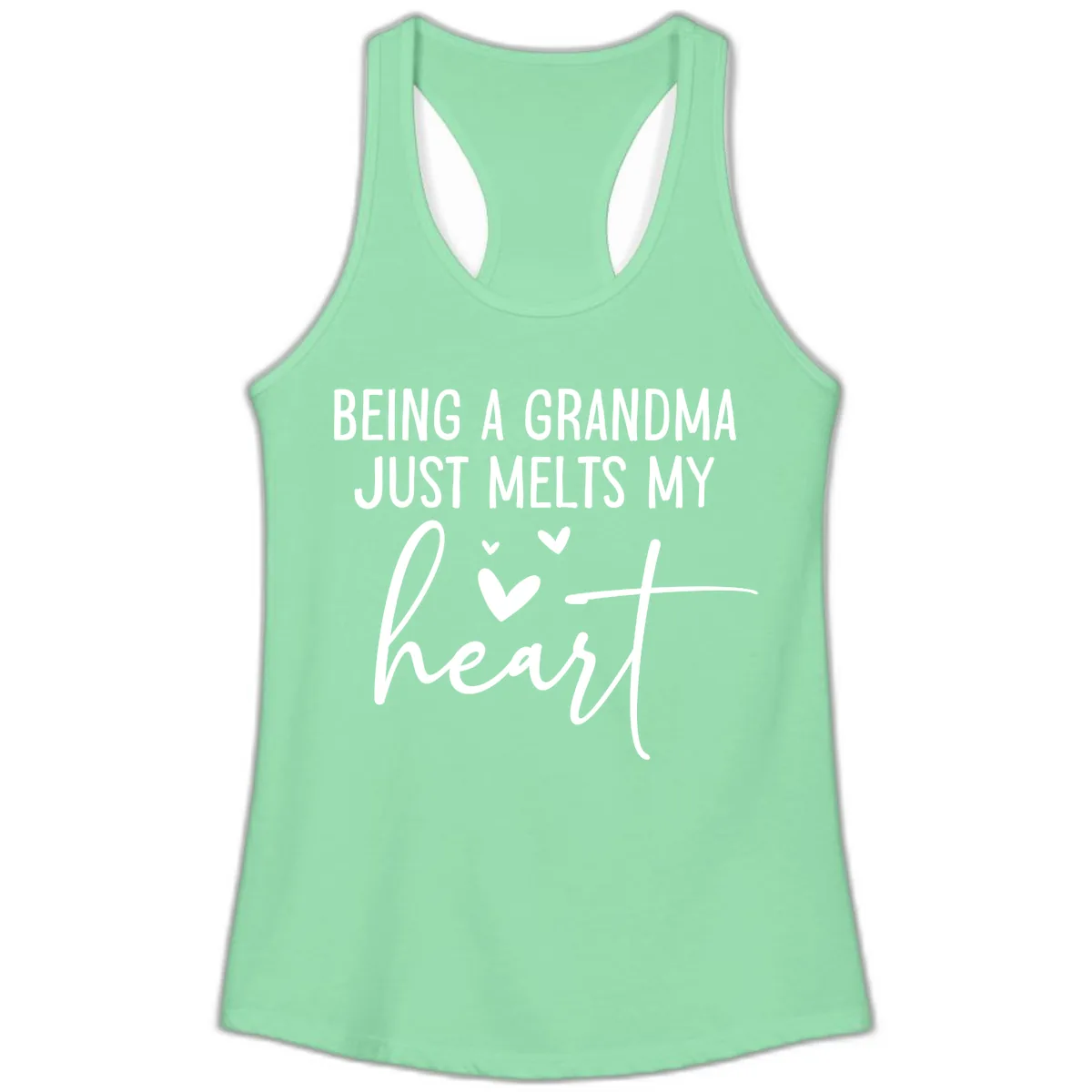 Being A Grandma Melts My Heart Ladies Tank in Solid Mint