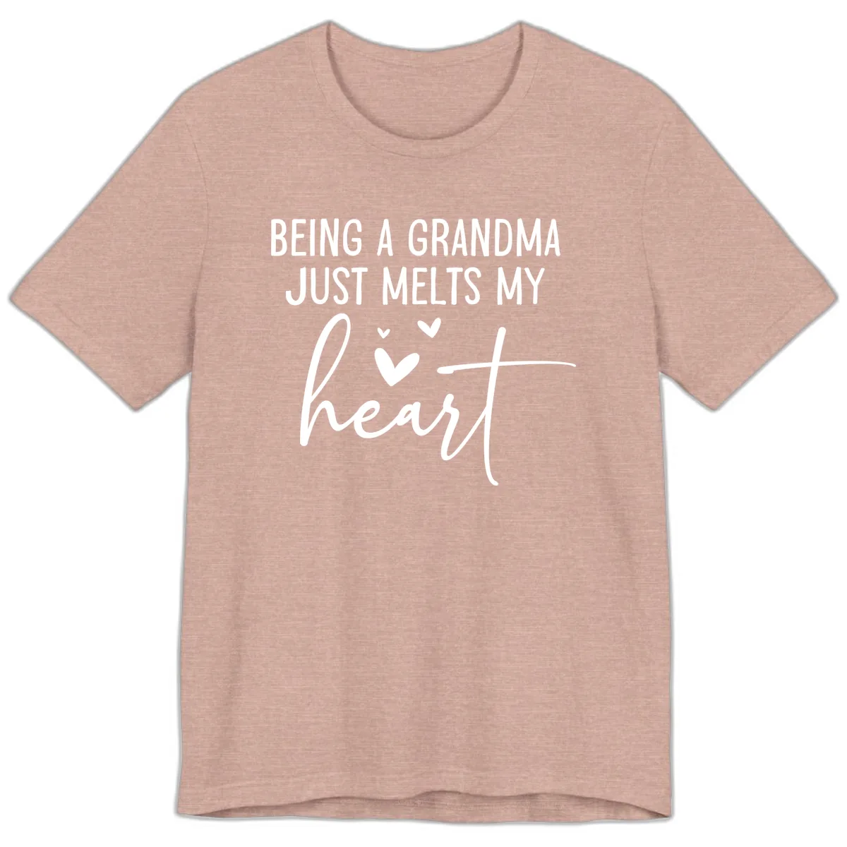 Being A Grandma Melts My Heart Premium T-Shirt in Heather Prism Peach