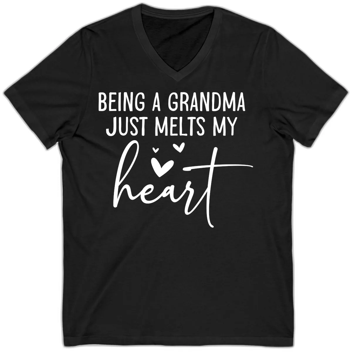 Being A Grandma Melts My Heart V-Neck in Black