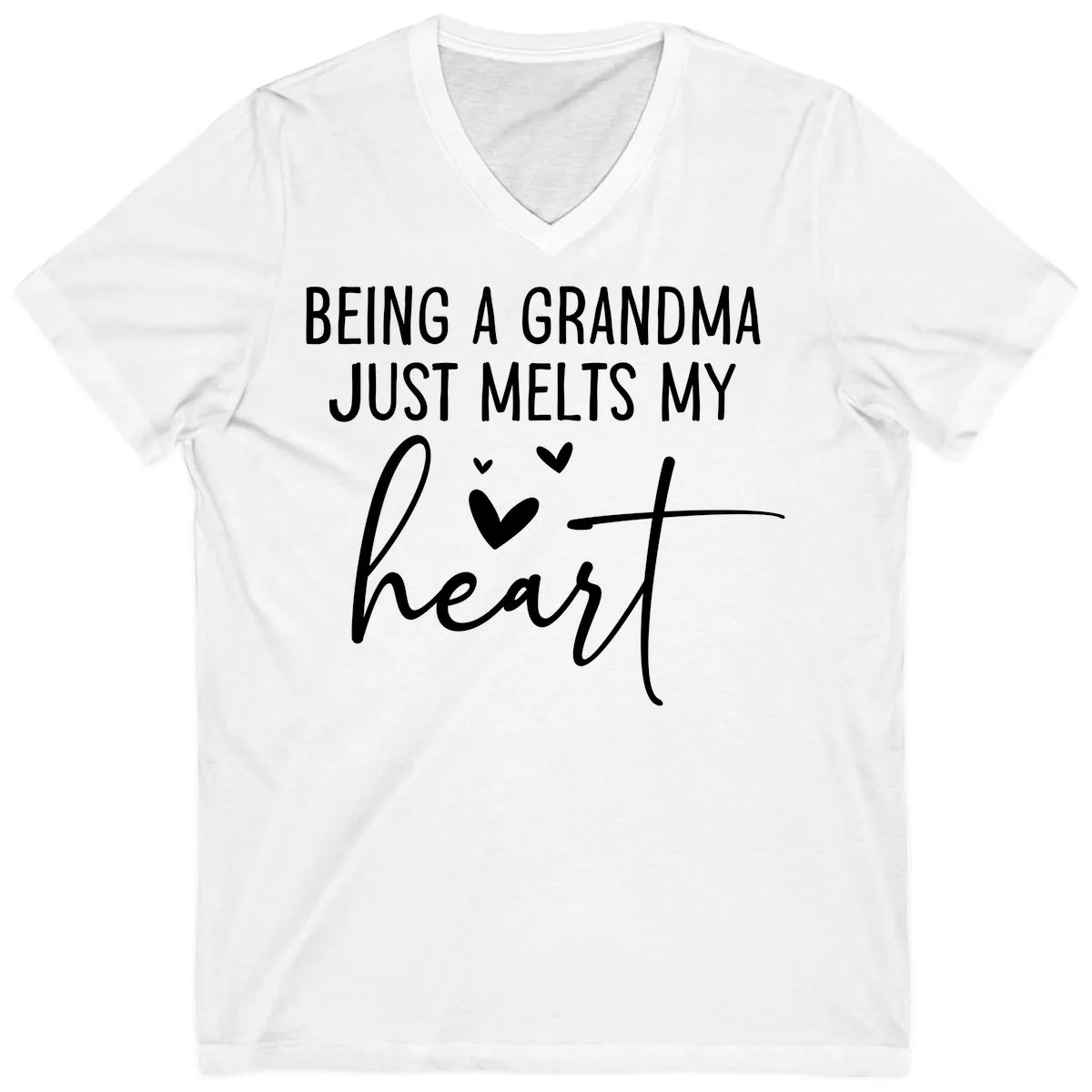 Being A Grandma Melts My Heart V-Neck in White