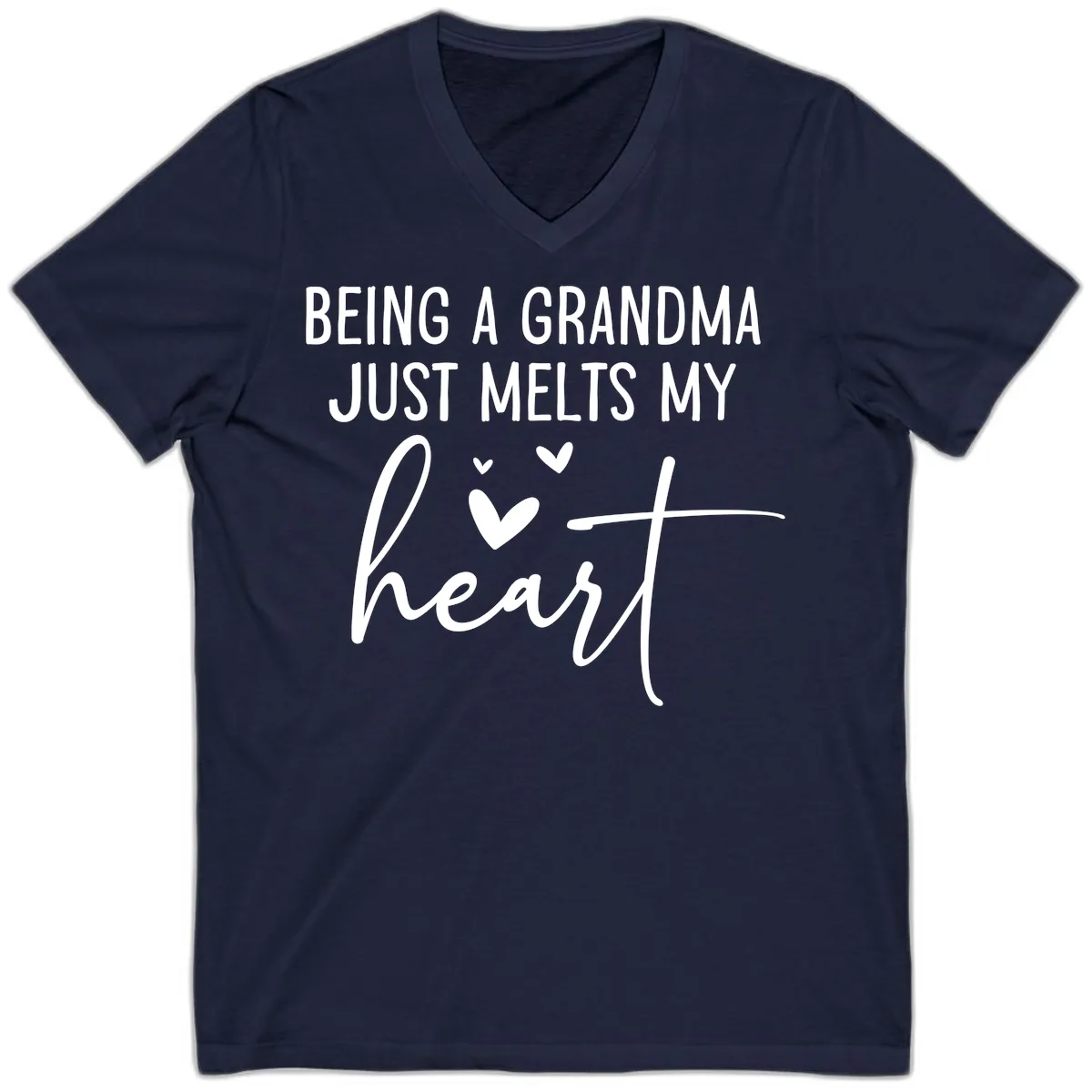 Being A Grandma Melts My Heart V-Neck in Navy
