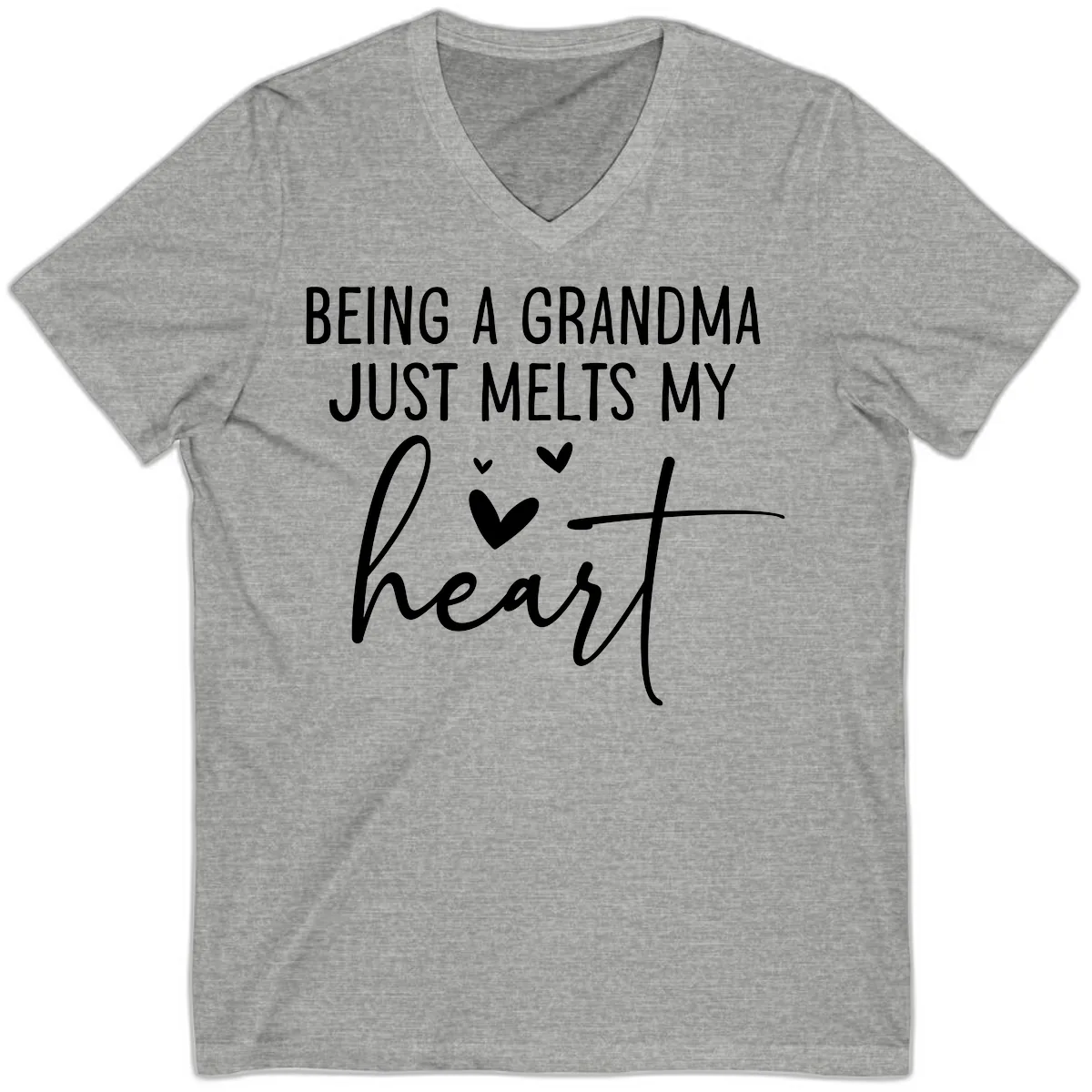 Being A Grandma Melts My Heart V-Neck in Athletic Heather
