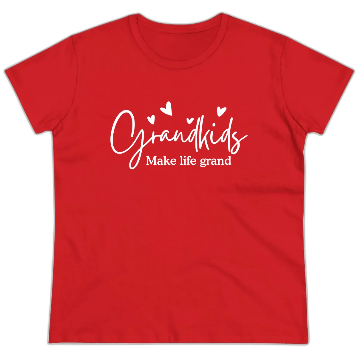 Grandkids Make Life Grand Design Ladies Tee in Red