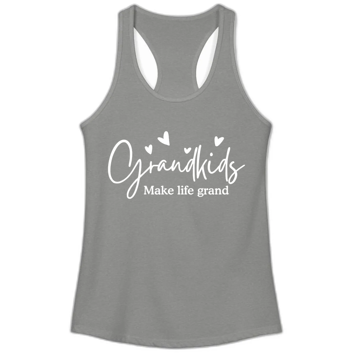 Grandkids Make Life Grand Design Ladies Tank in Heather Grey