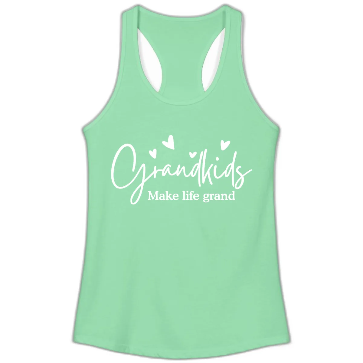 Grandkids Make Life Grand Design Ladies Tank in Solid Mint