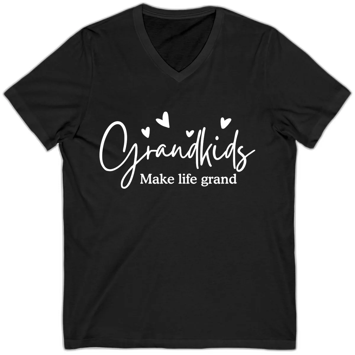 Grandkids Make Life Grand Design V-Neck in Black