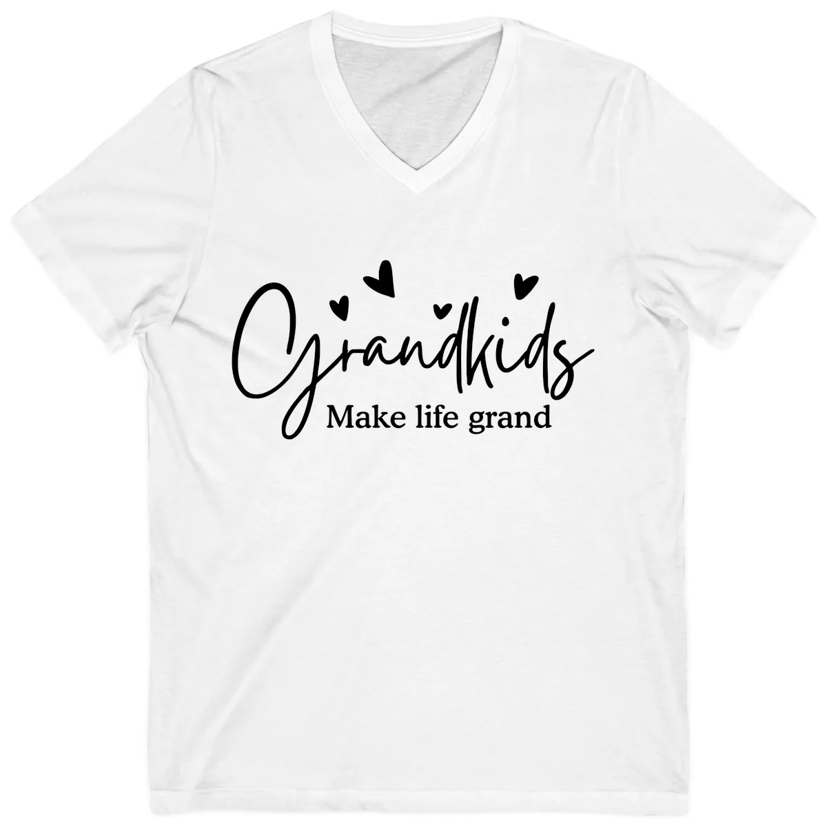 Grandkids Make Life Grand Design V-Neck in White