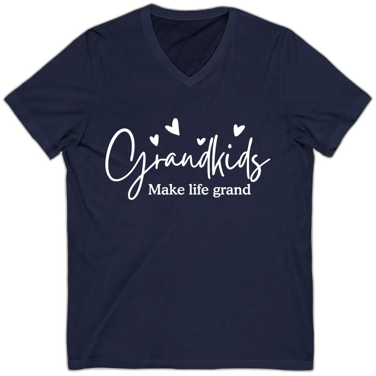 Grandkids Make Life Grand Design V-Neck in Navy
