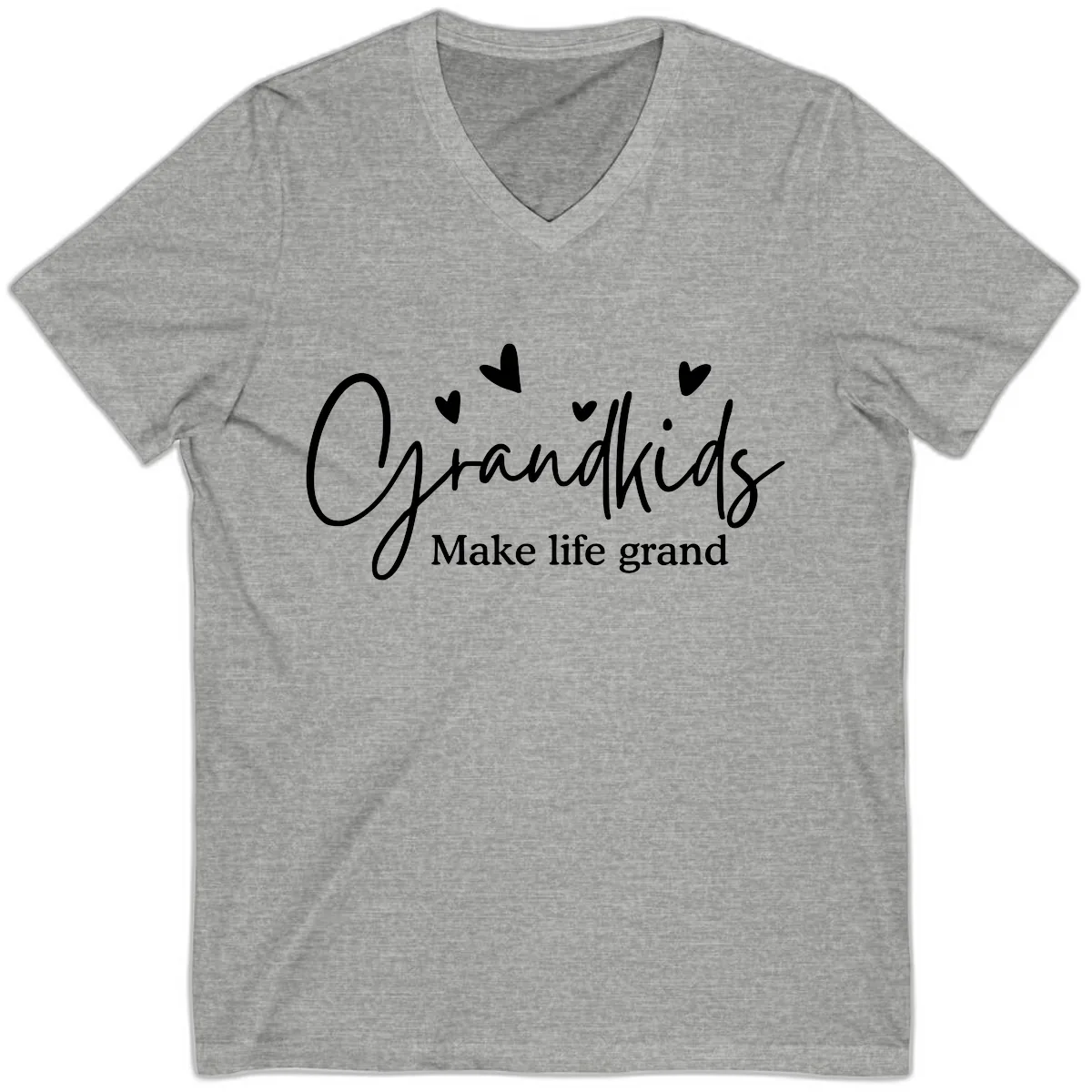Grandkids Make Life Grand Design V-Neck in Athletic Heather