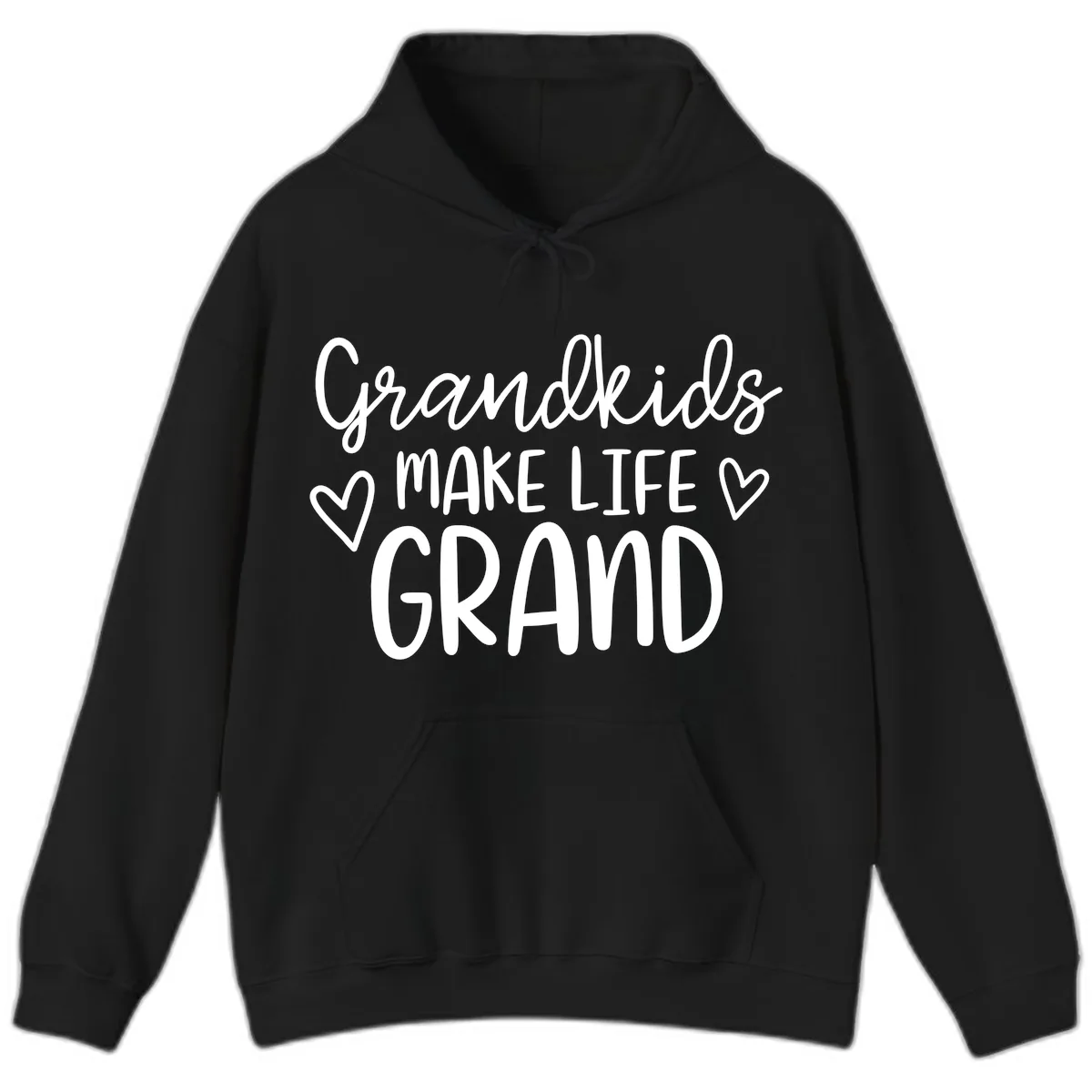 Grandkids Make Life Grand Typography Hoodie in Black
