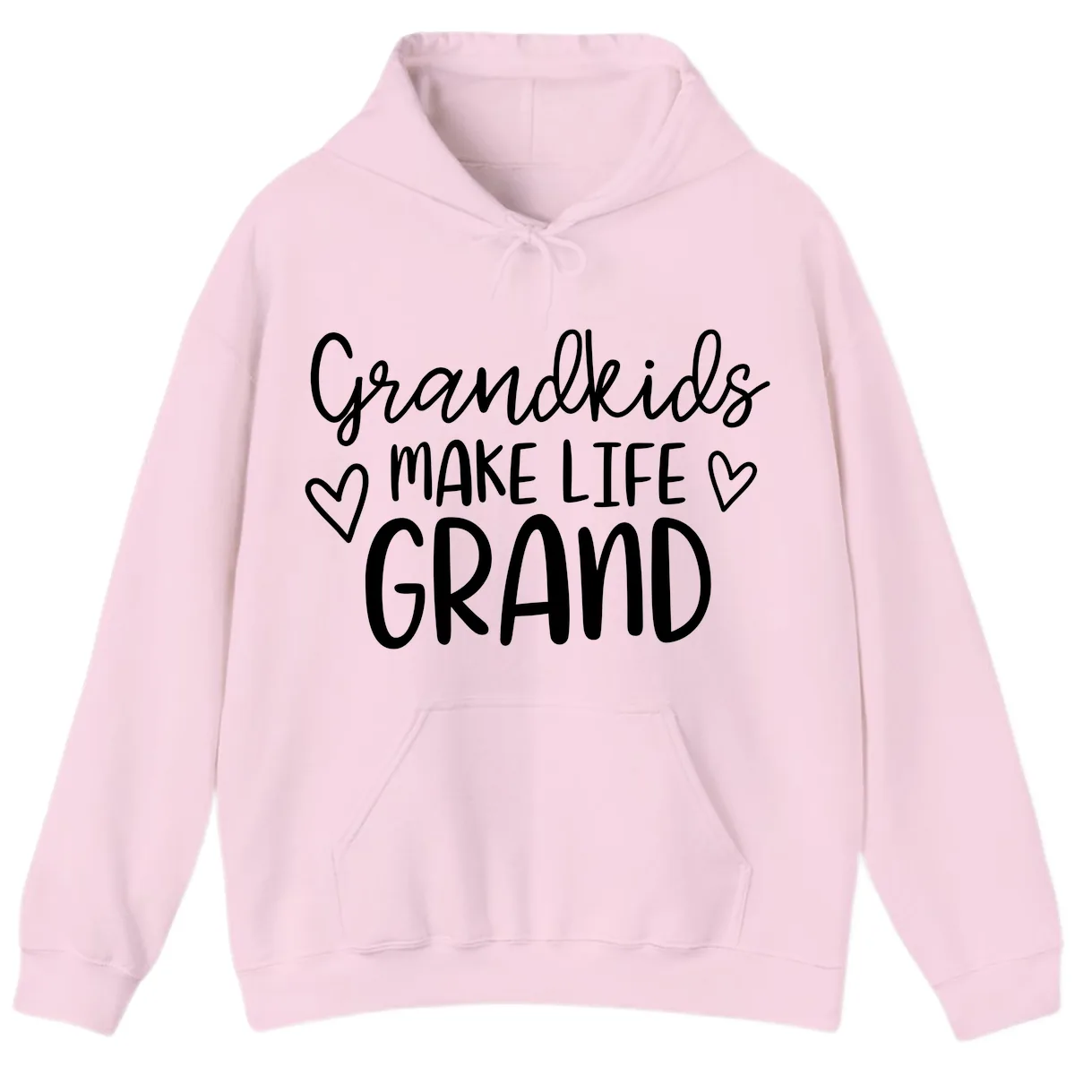 Grandkids Make Life Grand Typography Hoodie in Light Pink