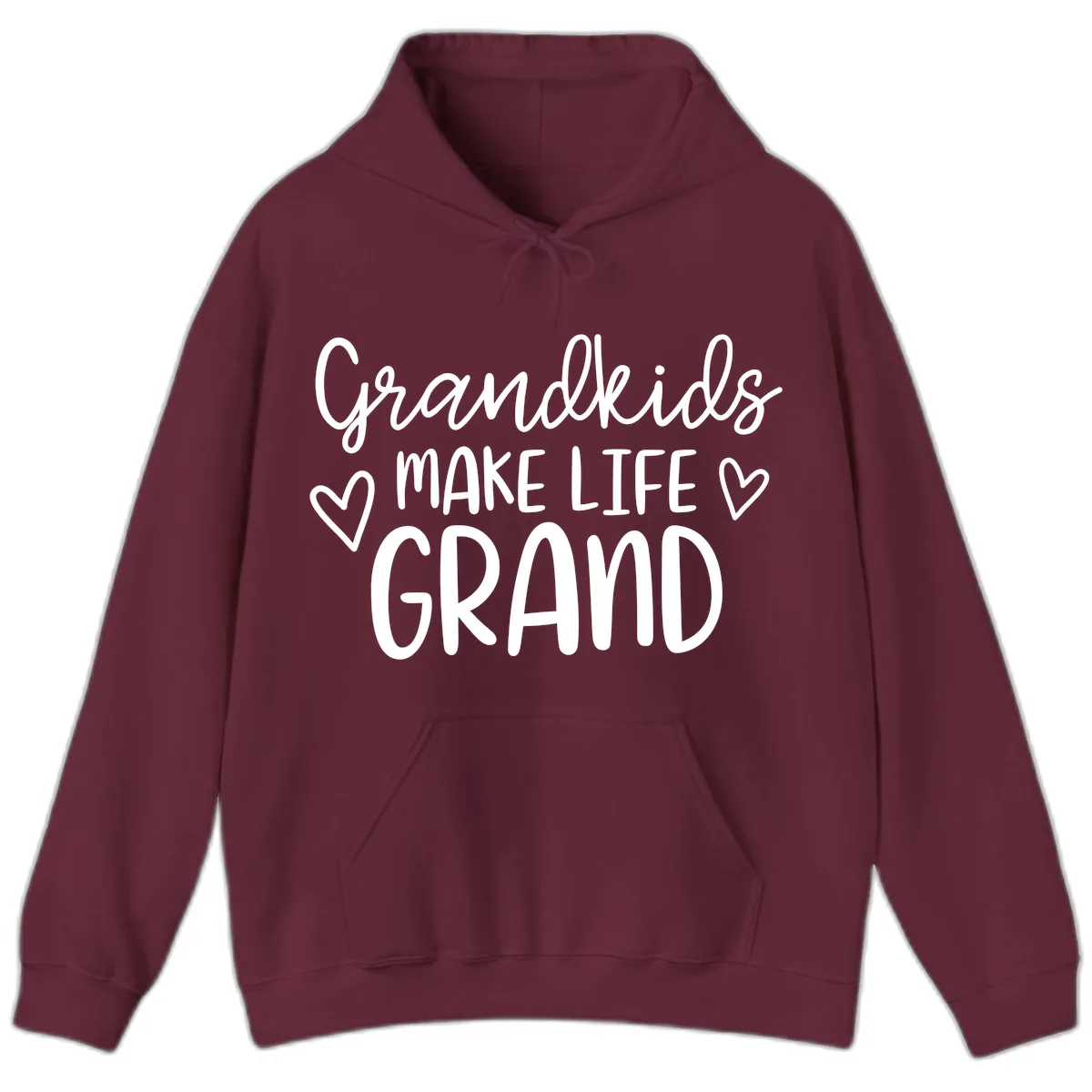 Grandkids Make Life Grand Typography Hoodie in Maroon