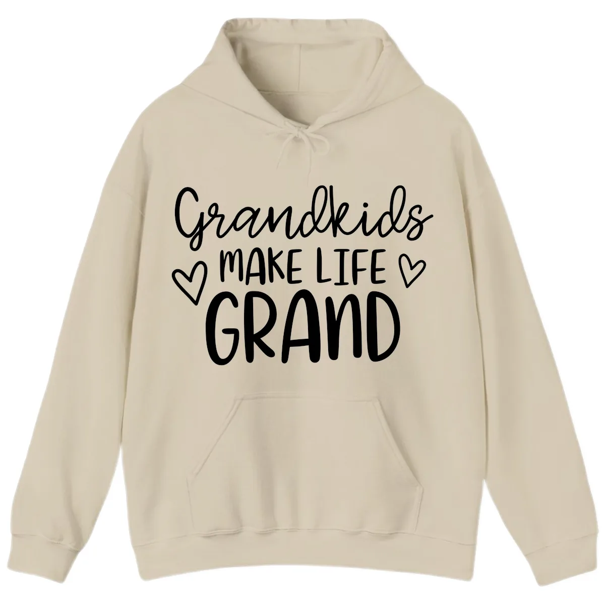 Grandkids Make Life Grand Typography Hoodie in Sand