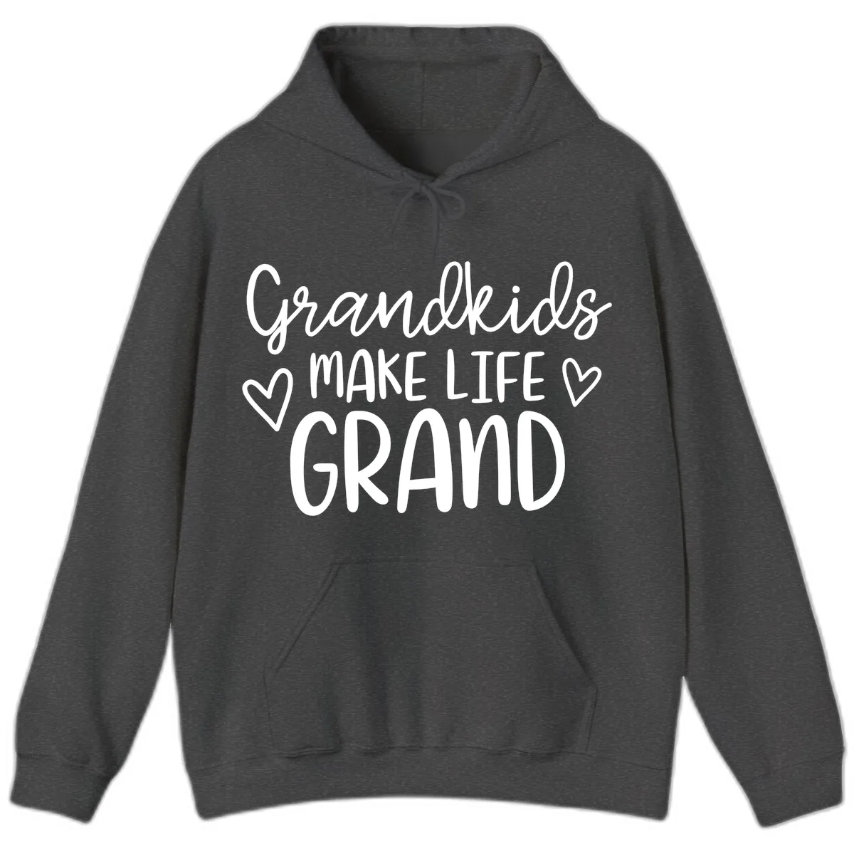 Grandkids Make Life Grand Typography Hoodie in Dark Heather