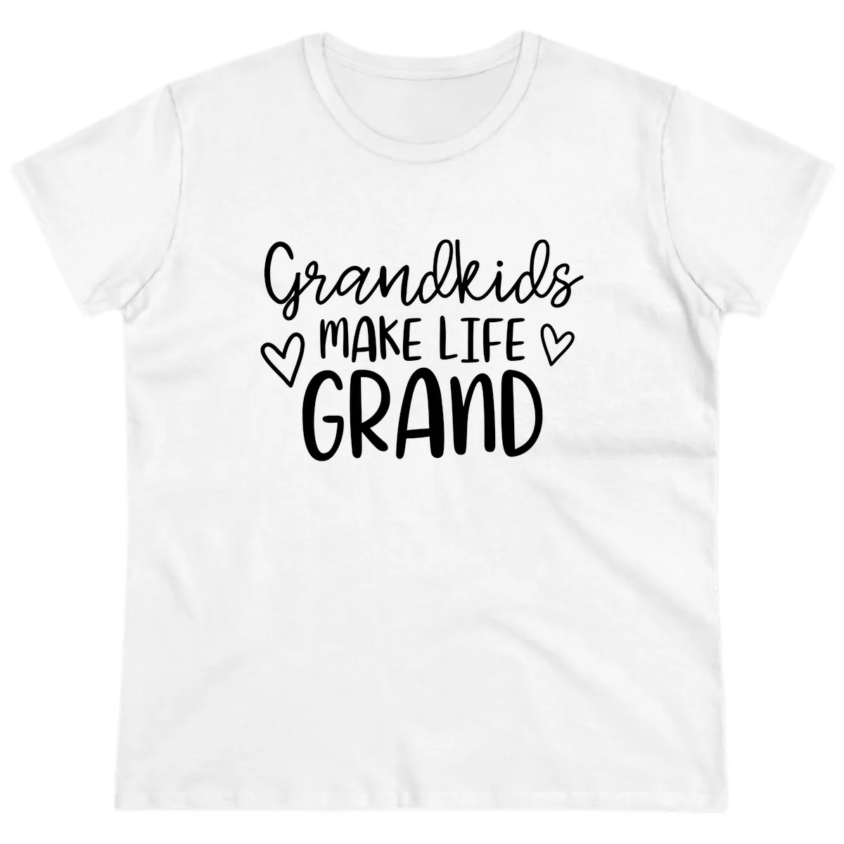 Grandkids Make Life Grand Typography Ladies Tee in White