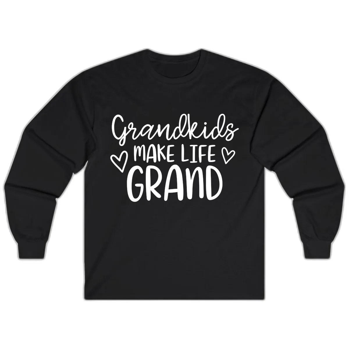 Grandkids Make Life Grand Typography Long Sleeve in Black
