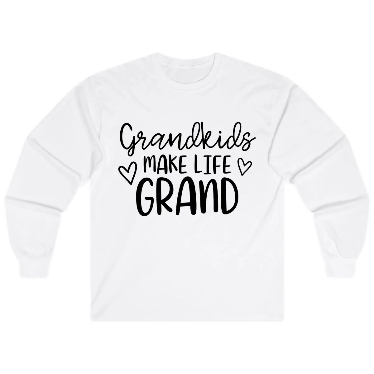 Grandkids Make Life Grand Typography Long Sleeve in White