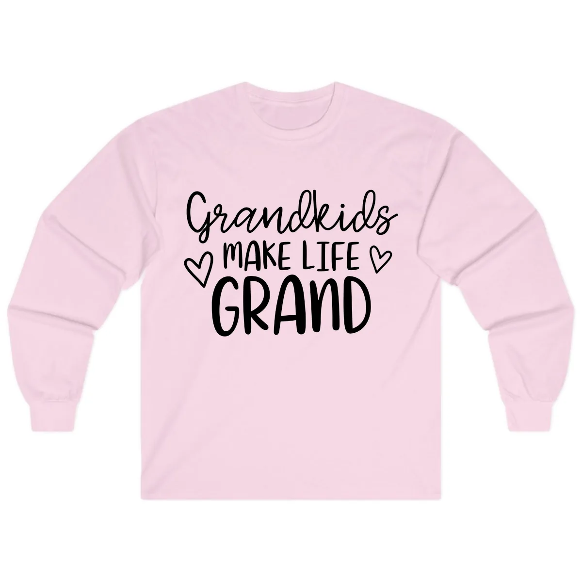 Grandkids Make Life Grand Typography Long Sleeve in Light Pink