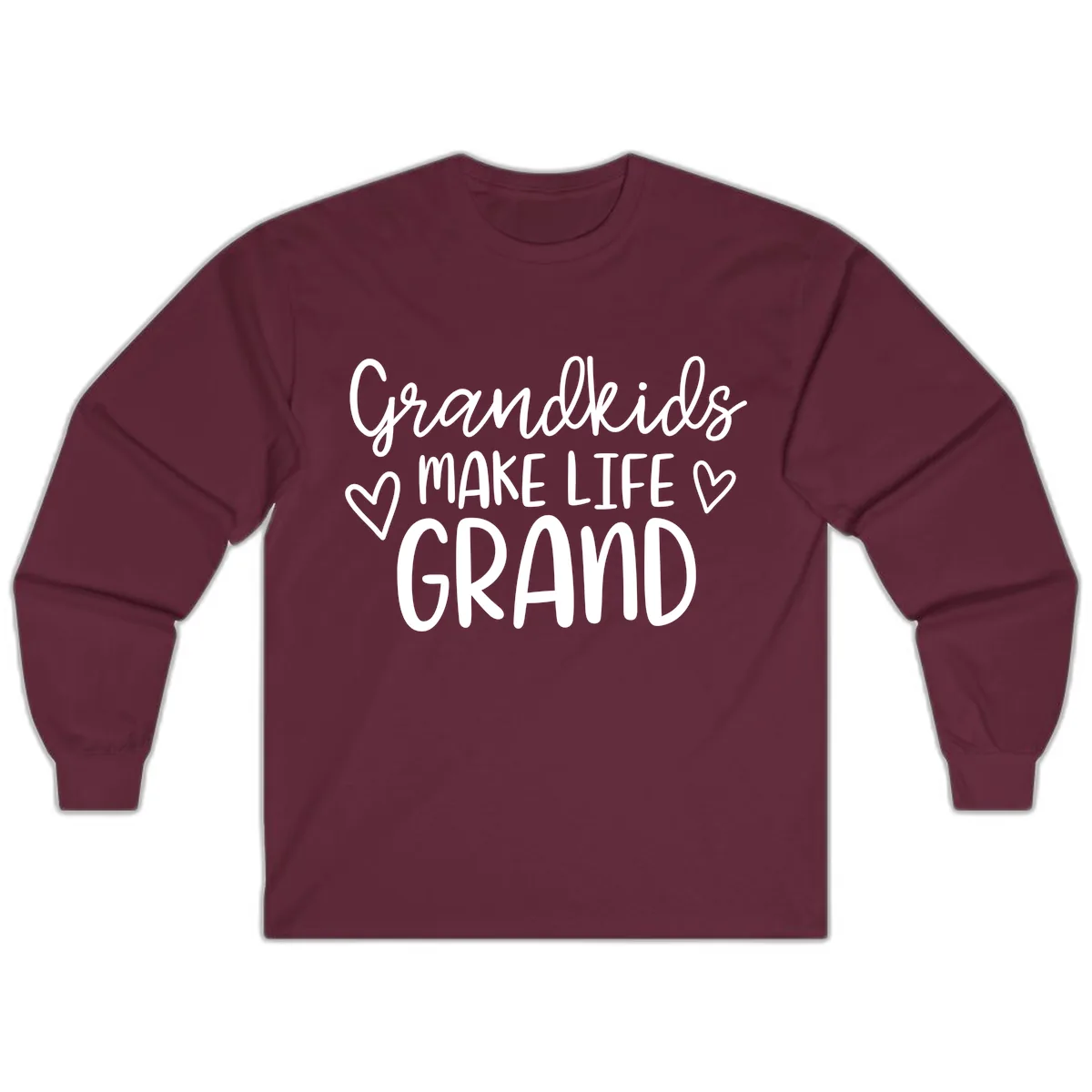Grandkids Make Life Grand Typography Long Sleeve in Maroon