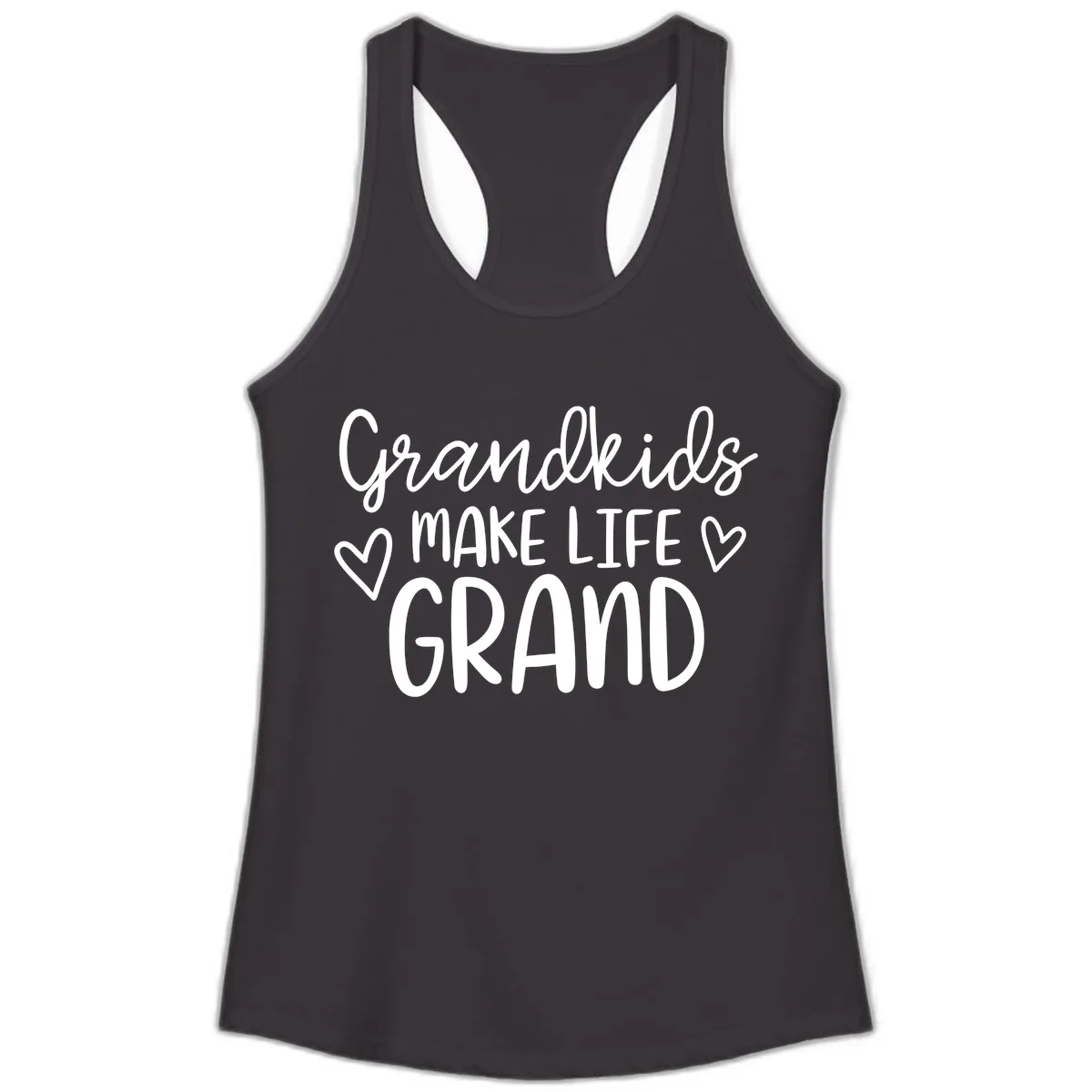 Grandkids Make Life Grand Typography Ladies Tank in Black