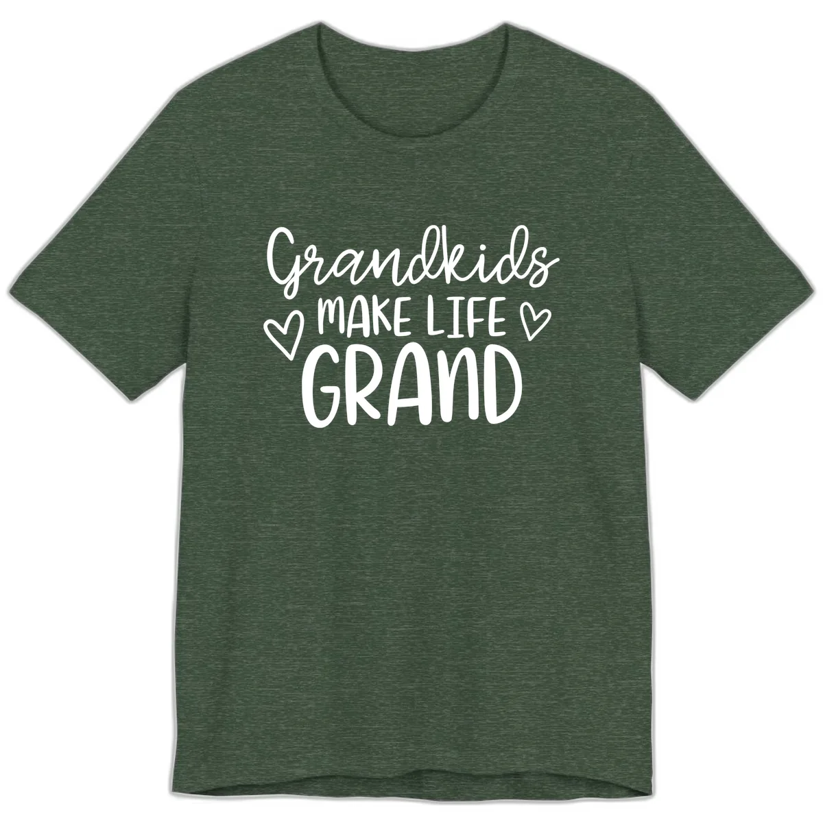 Grandkids Make Life Grand Typography Premium T-Shirt in Heather Forest
