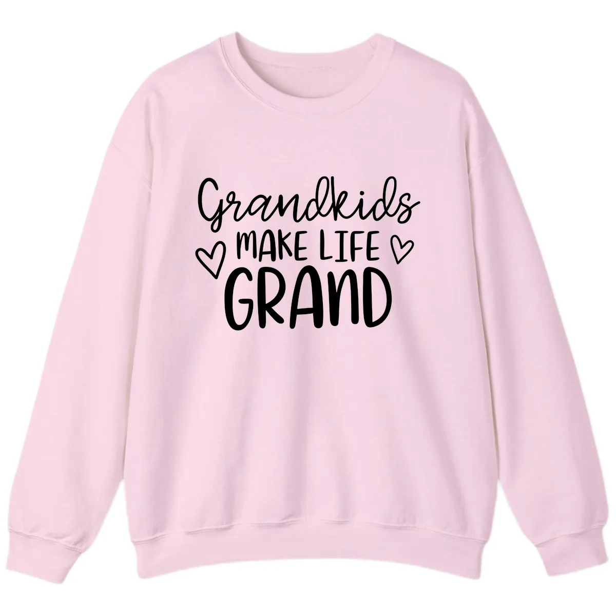 Grandkids Make Life Grand Typography Sweatshirt in Light Pink