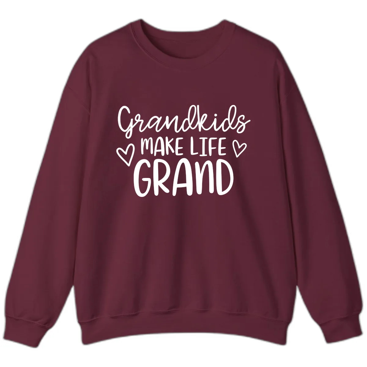 Grandkids Make Life Grand Typography Sweatshirt in Maroon